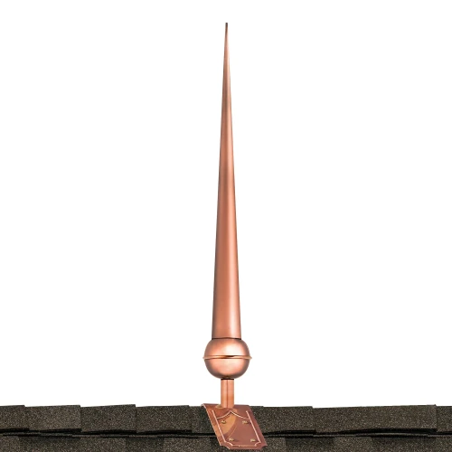 28" Gawain Polished Copper Rooftop Finial with decorative Copper Roof Mount