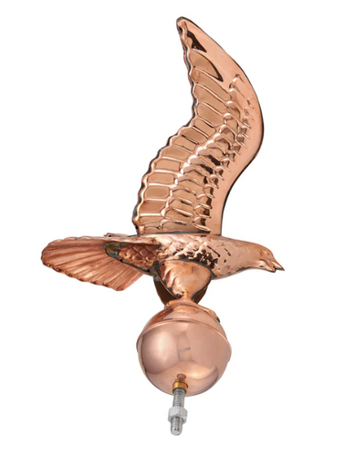 Pure Copper Eagle with Ball Flagpole Topper, 16" Wingspan