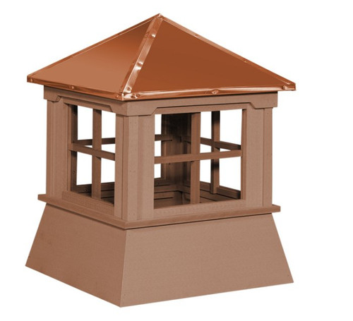 Cupola - Manor Shed: Cedar PVC - Windowed Copper Top - 21Lx21Wx23H