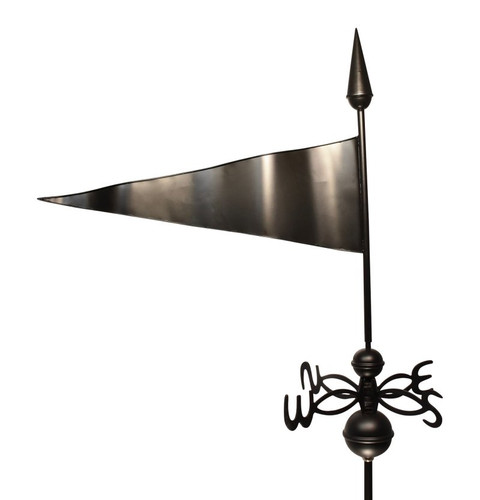 27" Dalvento Pennant Weathervane w/Scrolled Directionals- Large Black Aluminum