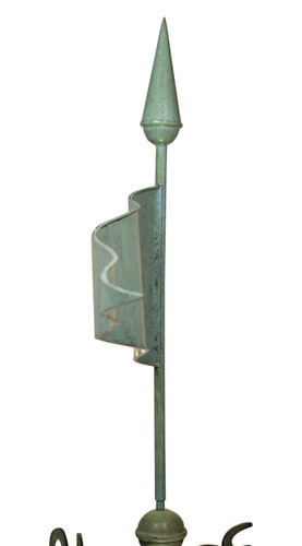 27" Dalvento Pennant Weathervane with Scrolled Directionals- Large Verdigris Aluminum