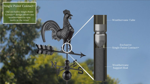 Good Directions 501K Modern Farmhouse-Inspired Rooster Weathervane  - Black Finish