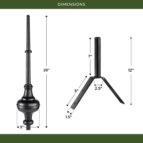 28" Morgana Aluminum Rooftop Finial with Roof Mount by Good Directions