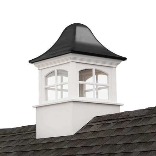 Greenwich Vinyl Cupola with Black Aluminum Roof 26" Square x 41" Height by Good Directions