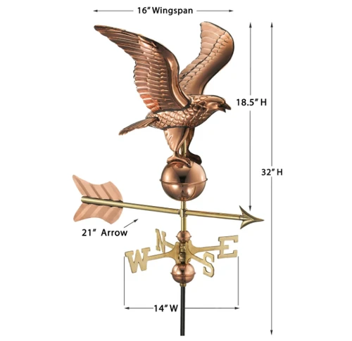 Weathervane - 16" Eagle - Polished With Mount
