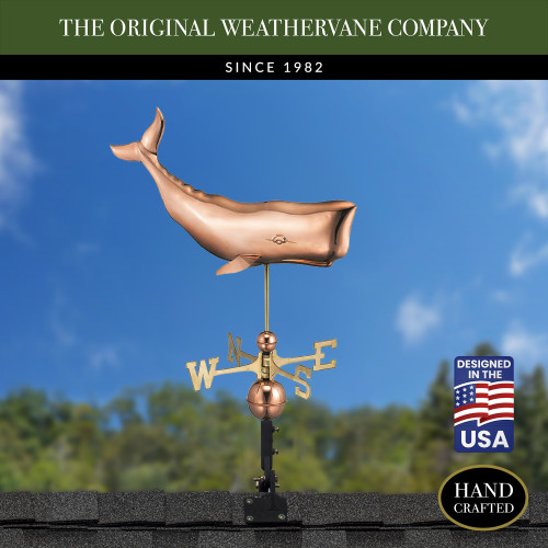 Good Directions Sperm Whale Weathervane, Roof Mount Weather Vane, Pure Copper, Durable Coastal Outdoor Decor