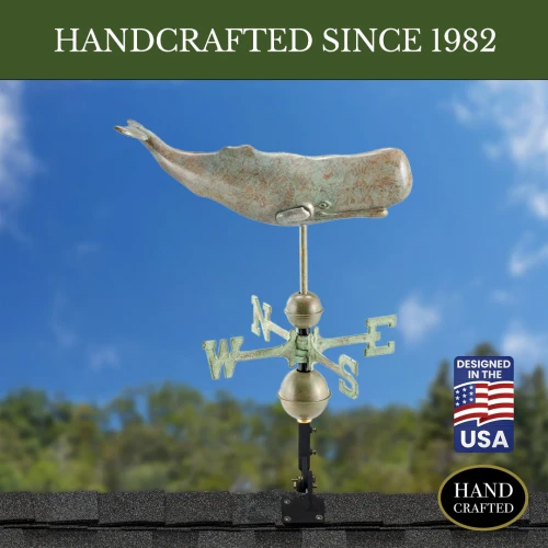 Good Directions Sperm Whale Weathervane, Roof Mount Weather Vane, Blue Verde Copper Finish, Durable Coastal Outdoor Decor