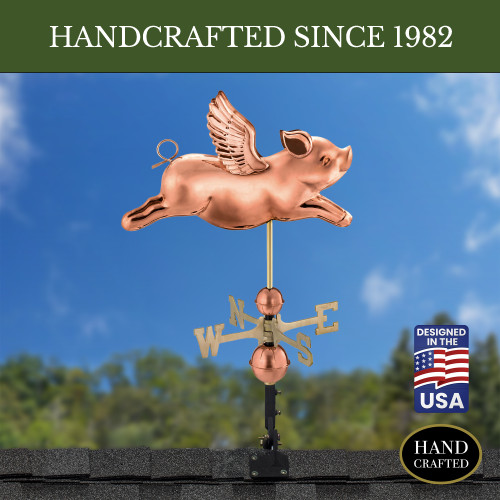 Flying Pig Weathervane - Pure Copper by Good Directions