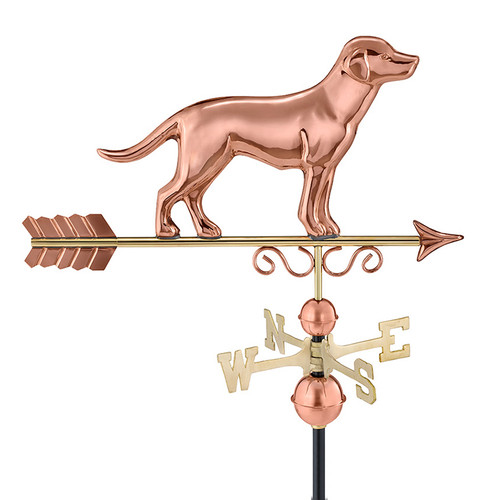Good Directions Labrador Retriever Weathervane, Roof Mount Weather Vane, Pure Copper, Durable Outdoor Garden Decor