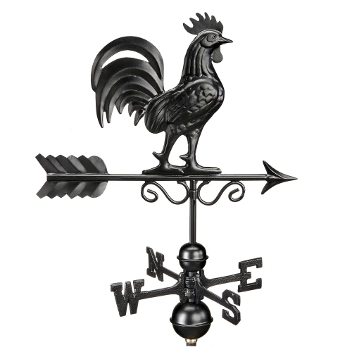 Bantam Rooster Weathervane with Roof Mount - Pure Copper with Matte Black Finish by Good Directions