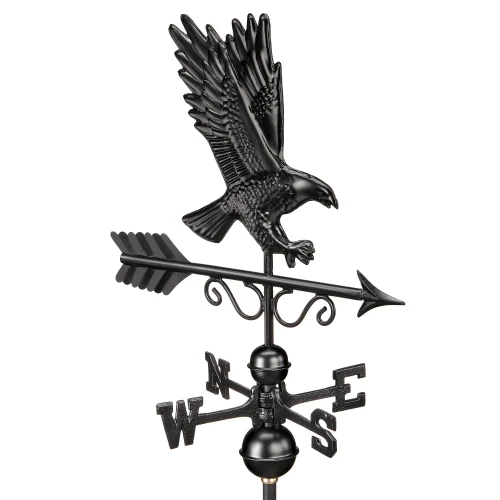 Majestic Eagle Weathervane with Roof Mount - Pure Copper with Matte Black Finish by Good Directions
