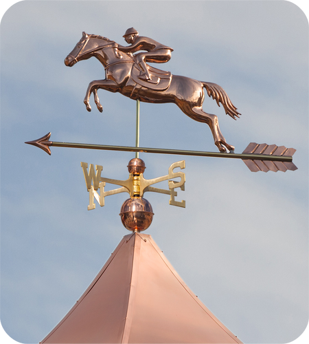 Good Directions Jumping Horse and Rider Weathervane - Polished Copper