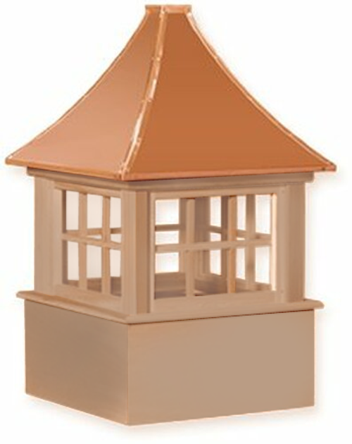 Cupola - Carlisle: Cedar PVC - Copper Top - 36Lx36Wx65H Cupola - Carlisle: Cedar PVC - Copper Top - 36Lx36Wx65H