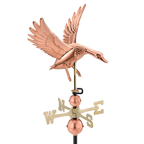 Good Directions Landing Duck Weathervane, Roof Mount Weather Vane, Pure Copper, Durable Outdoor Garden & Barn Decor