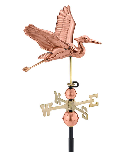 Good Directions Blue Heron Weathervane, Roof Mount Weather Vane, Pure Copper, Durable Garden & Coastal Decor