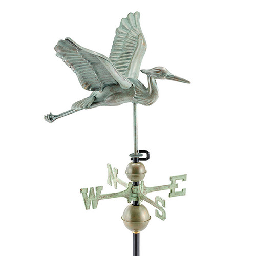 Good Directions Blue Heron Weathervane, Roof Mount Weather Vane, Blue Verde Copper Finish, Durable Garden & Coastal Decor