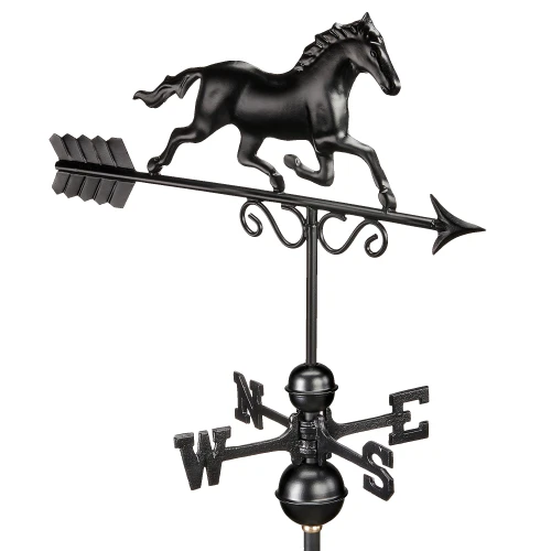 Galloping Horse Weathervane with Roof Mount - Pure Copper with Matte Black Finish by Good Directions