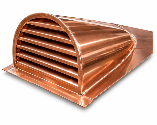 Copper Roof Gable Vent or Dormer - 12x24 Half Round