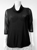 Black Mesh Cowl Neck Top 3/4 sleeves
