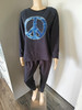 Raglan Sweatshirt with raw edged denim applique Peace