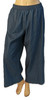 Summer-weight, woven, wide leg pants - Full length dark Chambray size M