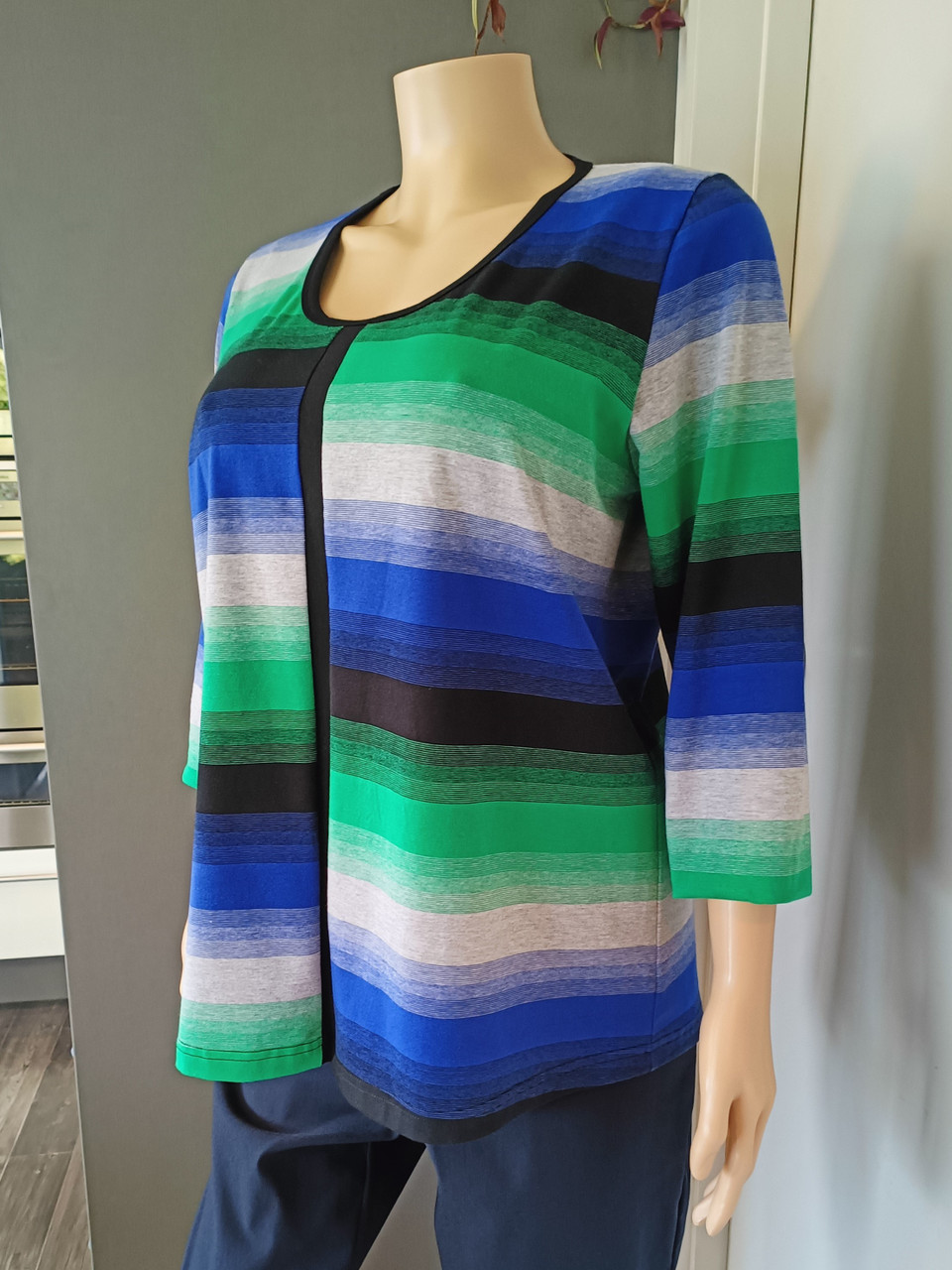 High low 3/4 sleeve single layer top main image 0