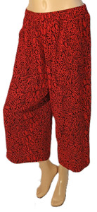 Summer-weight woven wide leg 3/4 pants