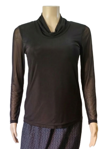Mesh Cowl Neck Top long sleeves