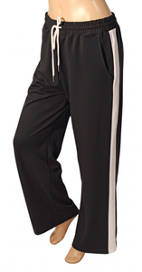 Winterweight ponte  Side stripe Track Pants -wide leg