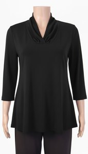 Shawl Neck  top A-line- viscose 3/4 sleeve