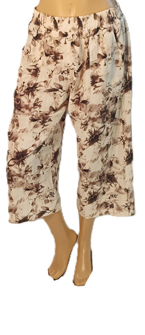 Linen wide leg 3/4 pants