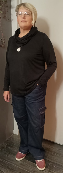 Scarf neck merino top 