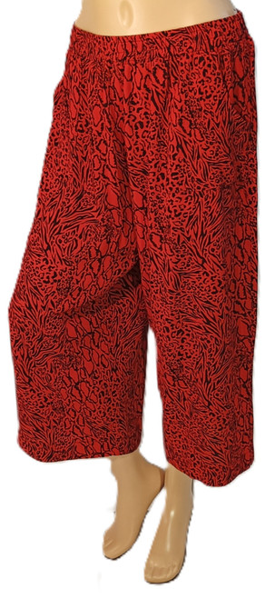 Summer-weight woven wide leg 3/4 pants