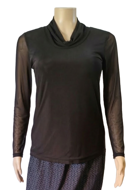 Mesh Cowl Neck Top long sleeves