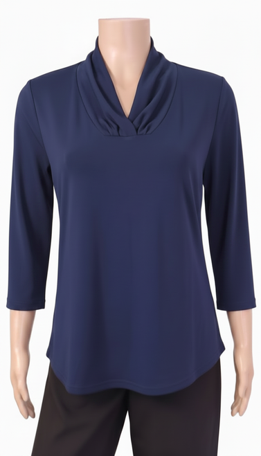  Merino Shawl Neck top - 3/4 sleeve