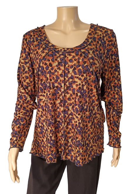 Paris Top - long sleeved 3XL, abstarct Leopard, *50% off 1 only*