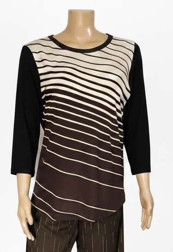 Backslash 3/4 sleeve t-shirt crew or scoop neckline