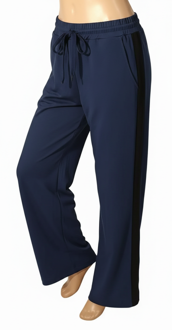 Black Side stripe Track Pants -wide leg 