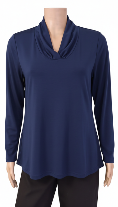 Merino Shawl Neck top - A-line - long sleeve