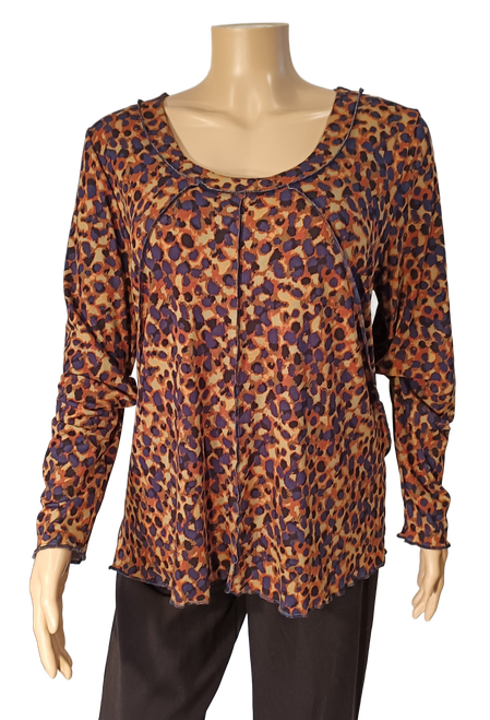 Copy of Paris Top - long sleeved Abstract Leopard Size L *1only 50% off*