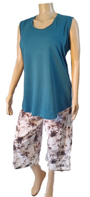 Cotton Spandex - Longline Singlet, XL Petrol, *50% off 1 only*
