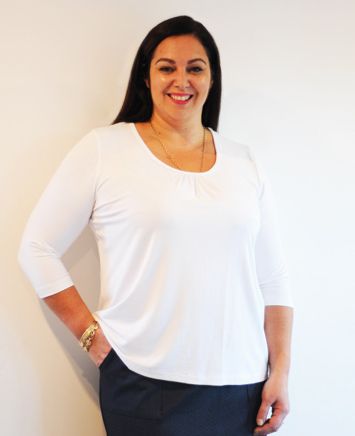  Gather Scoop Top - Viscose 3/4 sleeve