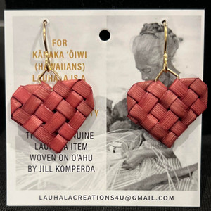 Lauhala Earrings/Petite pure heart