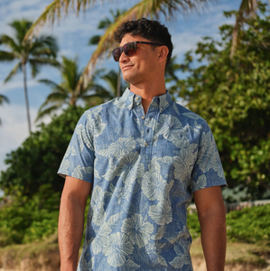 Reyn Spooner Aloha Shirt | Aloha Biscus (Blue Horizon)