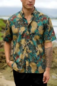 Kaniakapūpū Mamo Green Aloha Shirt