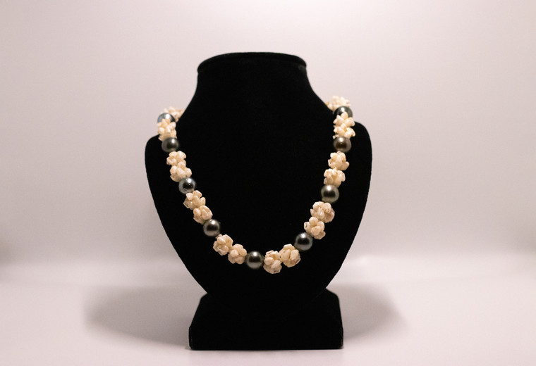 Tahitian Pearl & Niihau Shell Necklace Crownflower