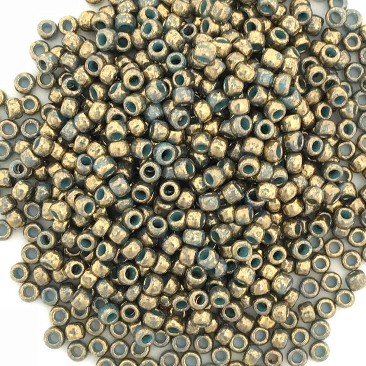 Toho Round Seed Beads 11/0 1703 'Gilded Marble Turquoise' 8 Gram Tube