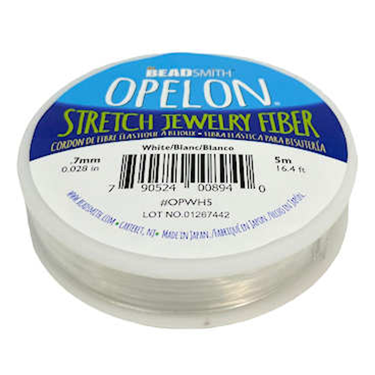 Opelon Stretch Jewelry Fiber, White, .7mm, 16.4 ft/5 meters - Jill