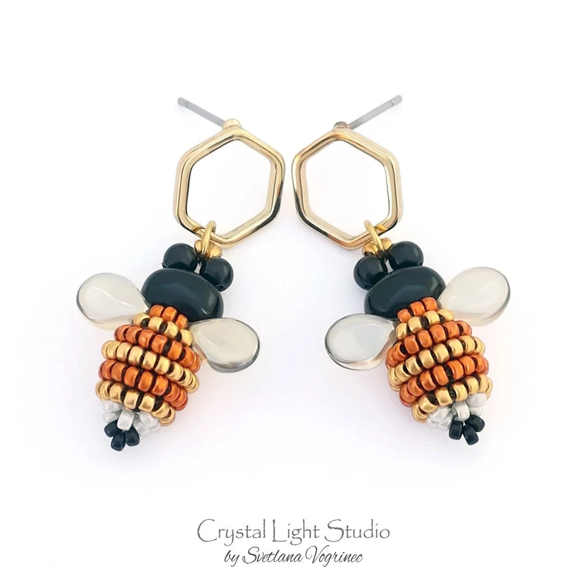 Bee Earrings Bead Pack, pair (Instructions sold on Link