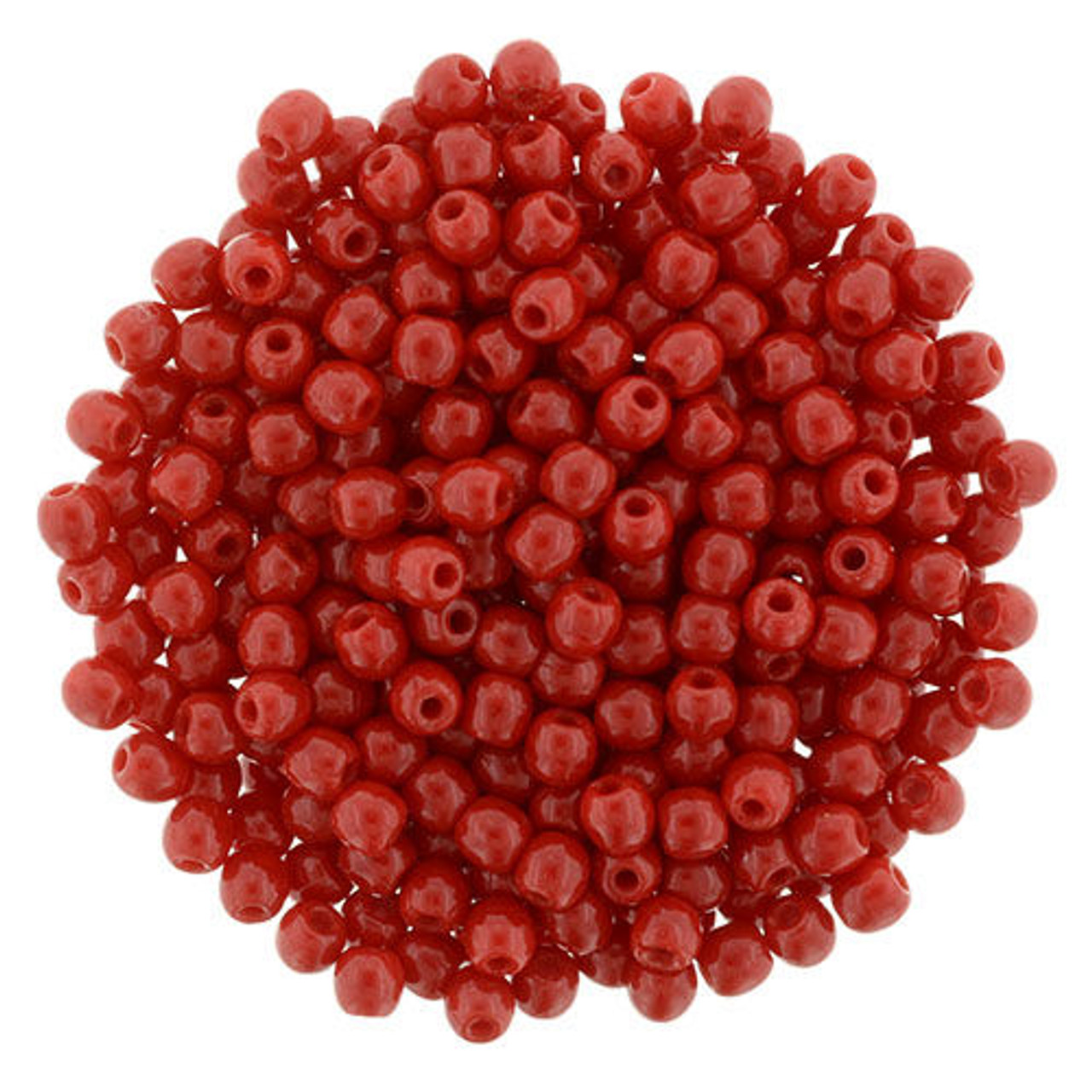 2mm Round Glass Beads, Opaque Red (Qty: 50) - Jill Wiseman Designs